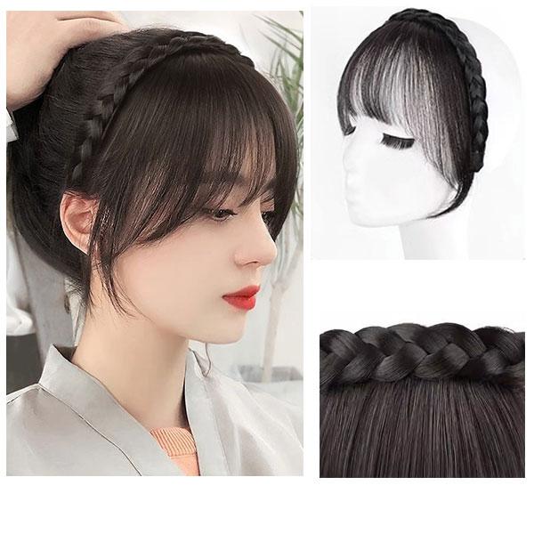 三つ編みカチューシャ付 シースルーバング 前髪ウィッグ