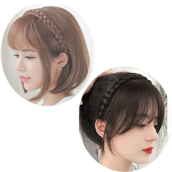 三つ編みカチューシャ付 シースルーバング 前髪ウィッグ エクステ ヘアバング ぱっつん前髪 触角 ウイッグ エクステンション 付け毛 つけ毛 MG 004A |  | 14