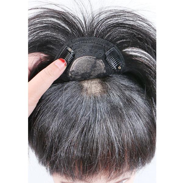 人毛 トップピース ワンレングス ヘアピース 手植え マシンメイド つむじ 人工皮膚 部分ウィッグ トップカバー 増毛部分かつら 前髪ウィッグつけ毛 WIG MGH 010 |  | 02