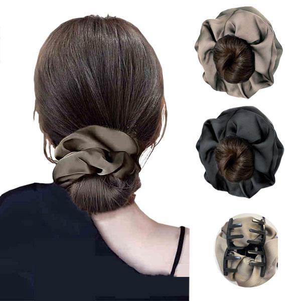 シュシュ付き お団子ウィッグ クリップ ポイントウィッグ つけ毛 お団子ヘア 部分ウィッグ アップスタイル 付け毛 ヘアアクセ WIG BUN 008 | 