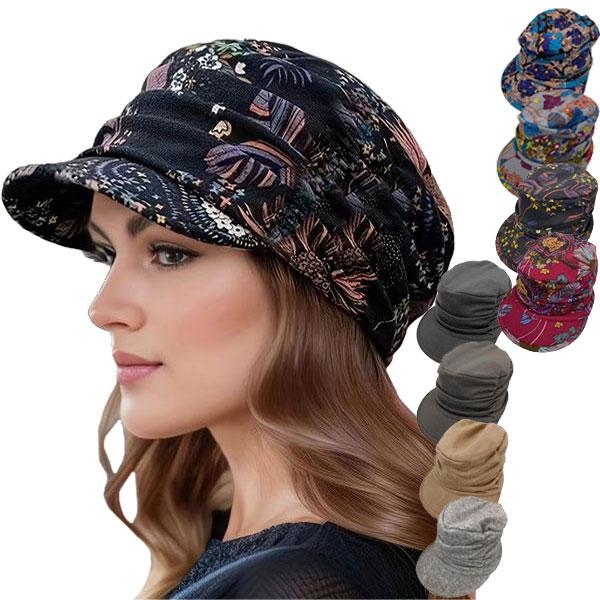 ニット帽 つば付き ニットキャップ フリース 帽子 無地 花柄 ルーズキャップ レディース 春 秋 冬 KNIT CAP 4956 | 