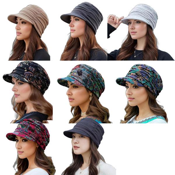 ニット帽 つば付き ニットキャップ フリース 帽子 無地 花柄 ルーズキャップ レディース 春 秋 冬 KNIT CAP 4956 |  | 14