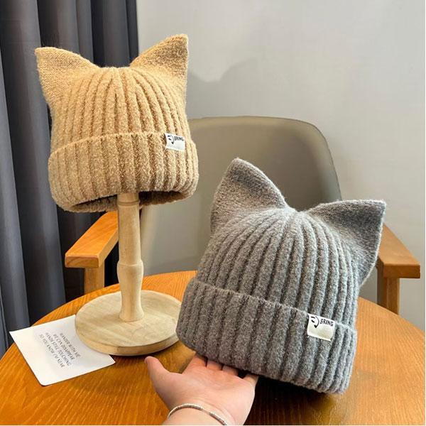 ニット帽 猫耳 柔らかニット ネコ耳 キャップ リブ ニットキャップ タグ 毛足あり 猫ミミ ねこみみ レディース KNIT CAP 4960 |  | 10