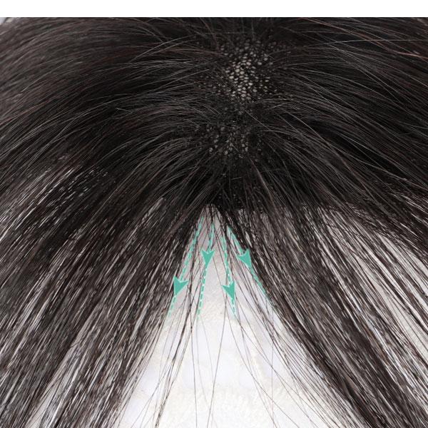 人毛 トップピース ストレート ヘアピース トップカバー 手植え 25cm ワンレン 前髪付き 部分ウィッグ 増毛部分かつら ウイッグ かつら つけ毛 WIG MGH 026 |  | 03