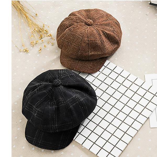 チェック柄 キャスケット帽 厚手 帽子 キャスケット フェルト 格子柄 ツイード ハンチング キャップ メンズ レディース 秋 冬 CAP 1320 |  | 07