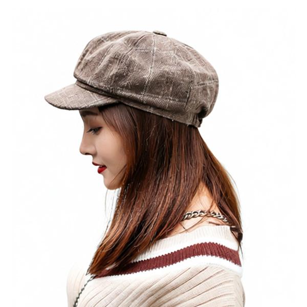 チェック柄 キャスケット帽 厚手 帽子 キャスケット フェルト 格子柄 ツイード ハンチング キャップ メンズ レディース 秋 冬 CAP 1320 |  | 08