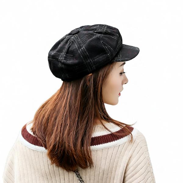 チェック柄 キャスケット帽 厚手 帽子 キャスケット フェルト 格子柄 ツイード ハンチング キャップ メンズ レディース 秋 冬 CAP 1320 |  | 09