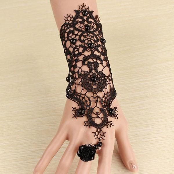 手袋　グローブ　指輪　ブレスレット　装飾品　バラ　総レース　アクセサリー　ハロウィン　パーティー |  | 01