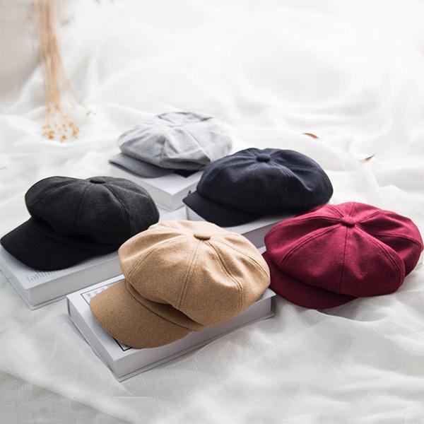 帽子 キャスケット 無地 キャスケット帽 厚手 フェルト ツイード