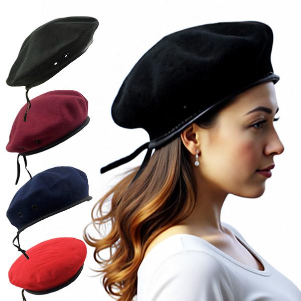 ミリタリー風 ベレー帽 フェルト帽子 軍帽 サバイバル ベレー ハット 無地 ミリタリーキャップ M メンズ レディース BERET CAP 3410 | 