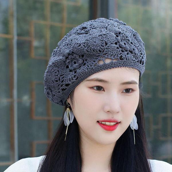 ベレー帽 レディース かぎ針 クロシェ コットン 春夏 ニット帽 透かし編み 花 モチーフ CAP 3411 |  | 14