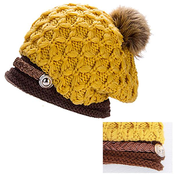 ニット帽 ボンボン ニットキャップ 帽子 キャスケット ベルト ぼんぼん