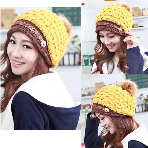 ニット帽 ボンボン ニットキャップ 帽子 キャスケット ベルト ぼんぼん