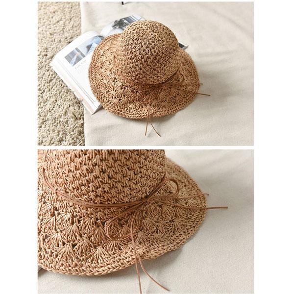 親子でお揃い【麦わらボーラーハット】キッズ レディース 帽子 ストローハット 紐リボン UVカット 日除け 子供用 大人用 春夏 折りたたみ おしゃれ 6506 |  | 07