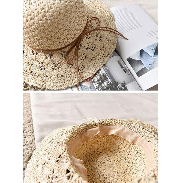 親子でお揃い【麦わらボーラーハット】キッズ レディース 帽子 ストローハット 紐リボン UVカット 日除け 子供用 大人用 春夏 折りたたみ おしゃれ 6506 |  | 08