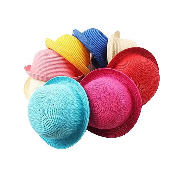 麦わら帽子 キッズハット ボーラーハット 帽子 ストローハット