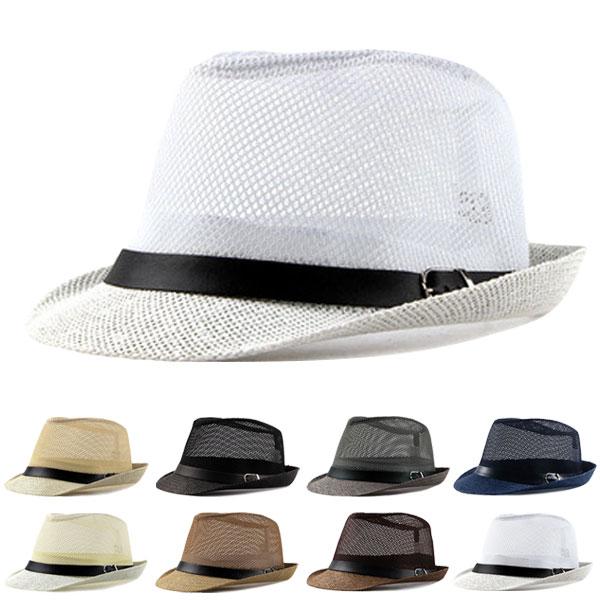 中折れハット メッシュ 麦わら帽子 ストローハット パナマ帽 ハット UVカット 日除け 帽子 メンズ レディース HAT 6514 | 