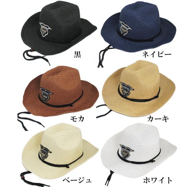 麦わら帽子 中折れハット ウエスタン風 テンガロンハット ストローハット 帽子 エンブレム付き つば広  ツバ広 メンズ レディース 夏 STRAW HAT 6538 |  | 07