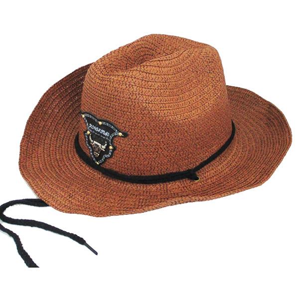 麦わら帽子 中折れハット ウエスタン風 テンガロンハット ストローハット 帽子 エンブレム付き つば広  ツバ広 メンズ レディース 夏 STRAW HAT 6538 |  | 11