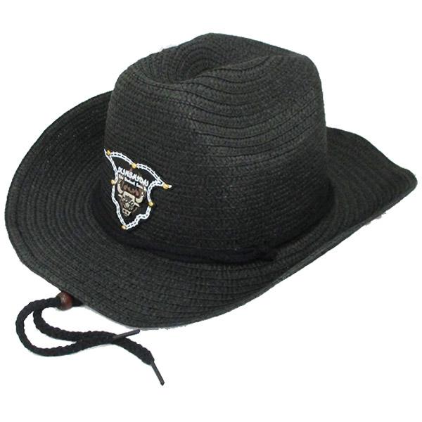 麦わら帽子 中折れハット ウエスタン風 テンガロンハット