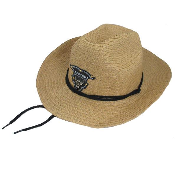 麦わら帽子 中折れハット ウエスタン風 テンガロンハット ストローハット 帽子 エンブレム付き つば広  ツバ広 メンズ レディース 夏 STRAW HAT 6538 |  | 15