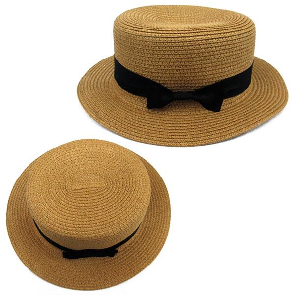 麦わら帽子 カンカン帽 ストローハット リボン付 キッズハット