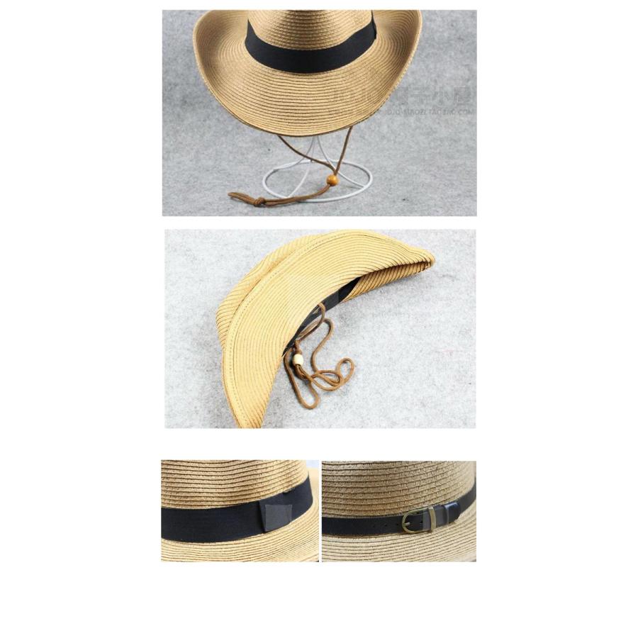 つば広 麦わら帽子 テンガロンハット 折りたたみ ストローハット 帽子 大きい UVカット 日よけ 中折れ メンズ レディース 夏 STRAW HAT 6553 |  | 16