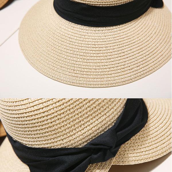 麦わら帽子 つば広 サンバイザー レディースハット バック蝶リボン 帽子 ストローハット UVカット 日よけ 夏 秋 STRAW HAT 6650 |  | 05