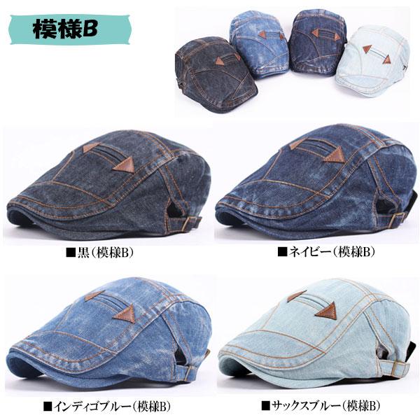デニム ハンチング 帽子 コットン キャップ ステッチ 綿 ハンチング帽