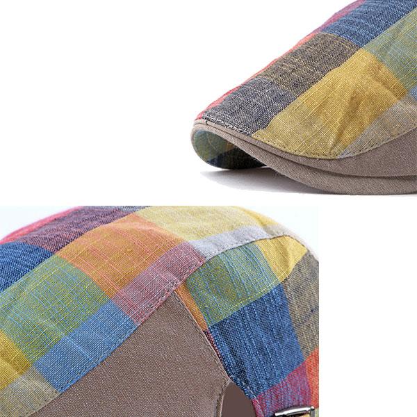 カラー ハンチング 帽子 チェック柄 綿麻 パッチワーク ハンチング帽 メンズ レディース 春 夏 秋 HUNTING CAP 7130 |  | 06