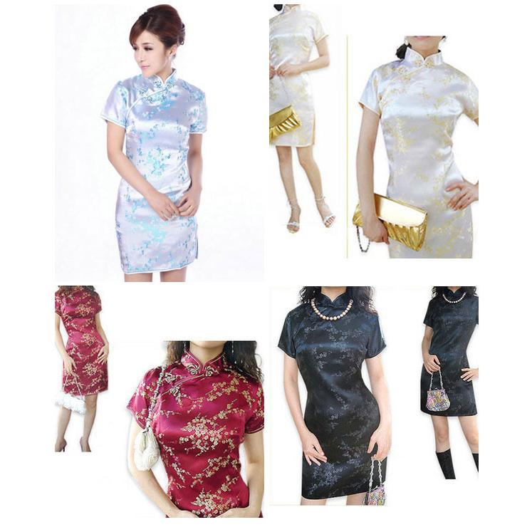 チャイナドレス ミニ パーティードレス チャイナ ドレス ショート ミニドレス チャイナ服 大きいサイズ 半袖 梅柄 花柄 刺繍 コスプレ 衣装 China Dress 1008 |  | 12