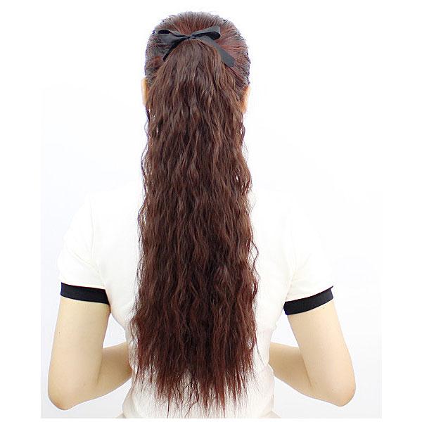 ポイントウィッグ ソバージュ ポニーテール リボン式 エクステ ロング