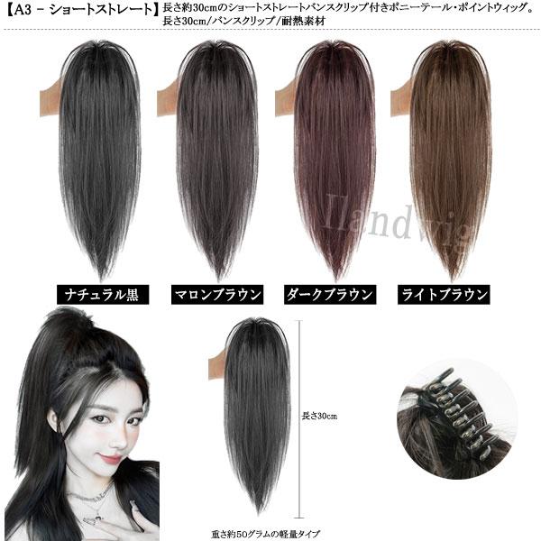 バンスクリップ ポニーテール ストレート カール ポイントウィッグ ロング エクステ 黒髪 耐熱 付け毛 つけ毛 ウイッグ WIG POINT 009 |  | 46