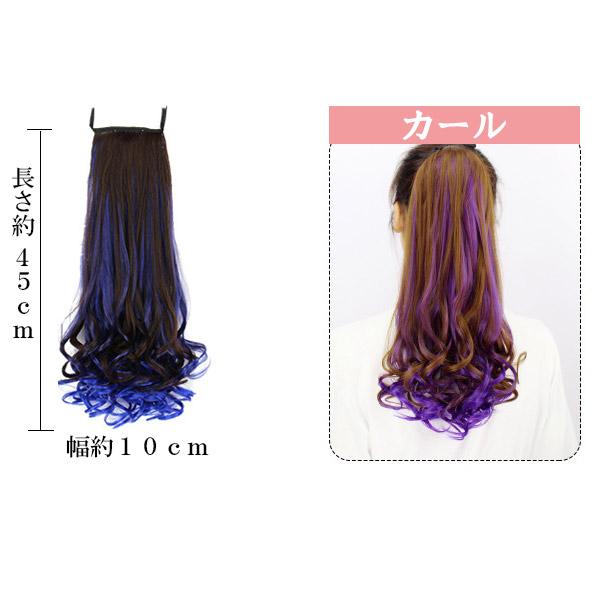ポイントウィッグ エクステ リボン式 ツートンカラー カラフル グラデーションカラー カール ストレート ソバージュ ロング メッシュ入り 耐熱 wig point 013 |  | 32