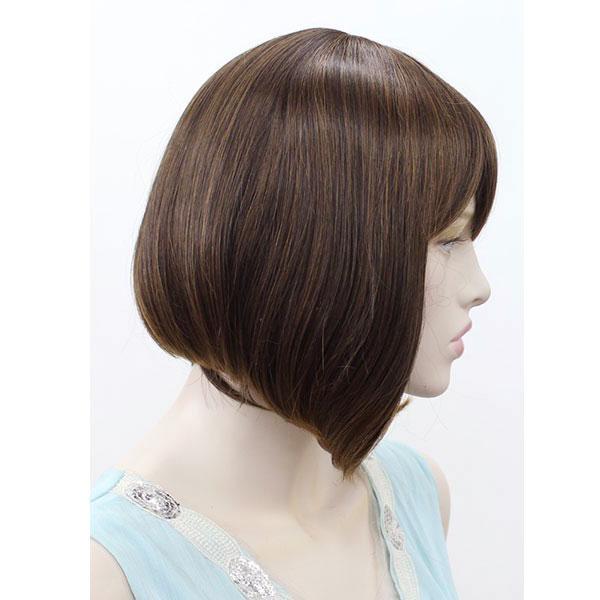 長めバング ショートボブ フルウィッグ 横流し前髪 ショート