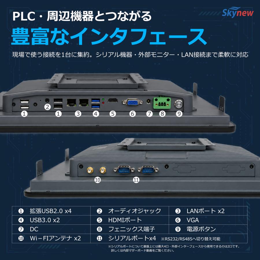 産業用タッチパネルPC 15.6インチ デスクトップPC 産業 工業 業務用  / Windows 11 pro / インテル Pentium 7505 / DDR4 16GB / SSD 256GB / Skynew A15 | Skynew | 04