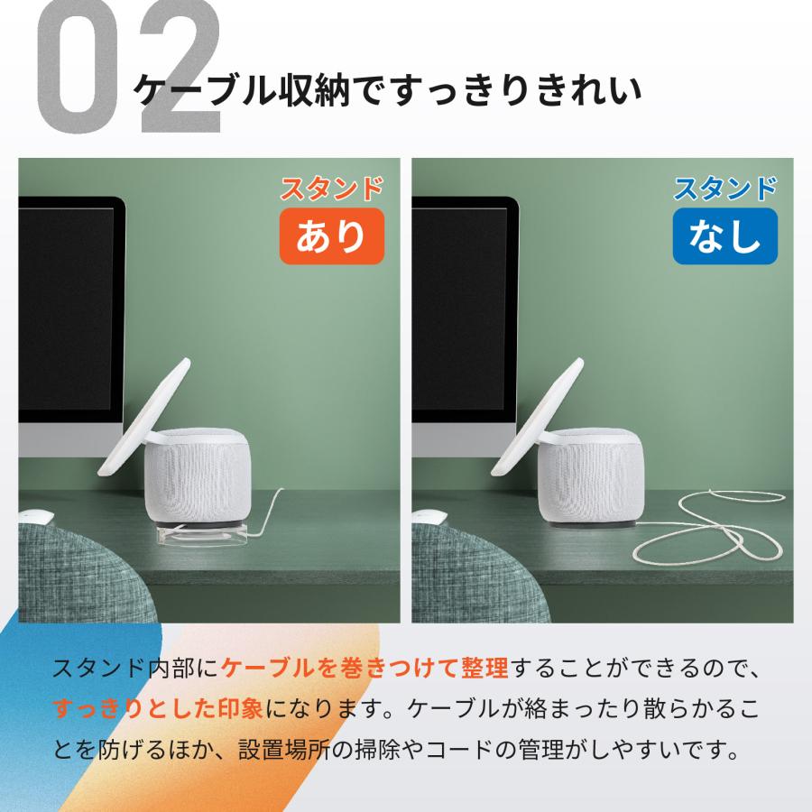 アクリルスピーカースタンド ケーブル収納 すべりどめ付き クリア 机 卓上 巻き取り スマートスピーカー 台 ディスプレイ 丸型 小型 軽量 高さ22mm ASS-C |  | 02