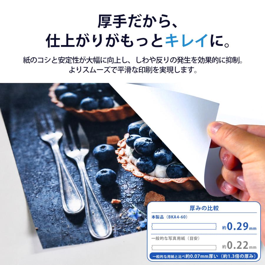 両面微光沢紙 A4 超厚手 60枚 厚さ0.29mm インクジェット用紙 両面印刷