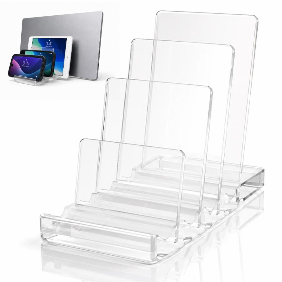 アクリルデバイス収納スタンド スマホ タブレット ノートPC 展示スタンド 最大4台 卓上 充電ケーブル対応 クリア 透明 DSS-CL |  | 08