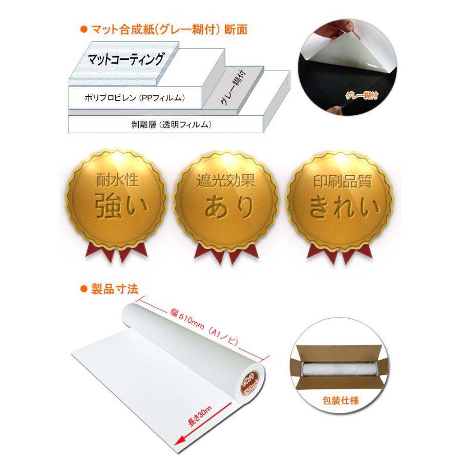 新仕様・厚手 ポスター用紙 インクジェットロール紙 マット合成紙