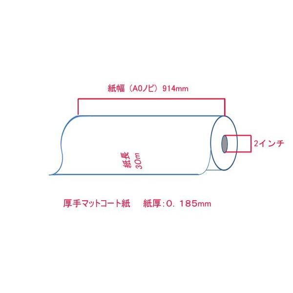 厚手マットコート紙 914mm × 30M (A0ノビ) 2本 インクジェットロール紙