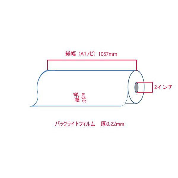 電飾看板用　インクジェットロール　バックライトフィルム表打ち　1067mm×30ｍ　1本入