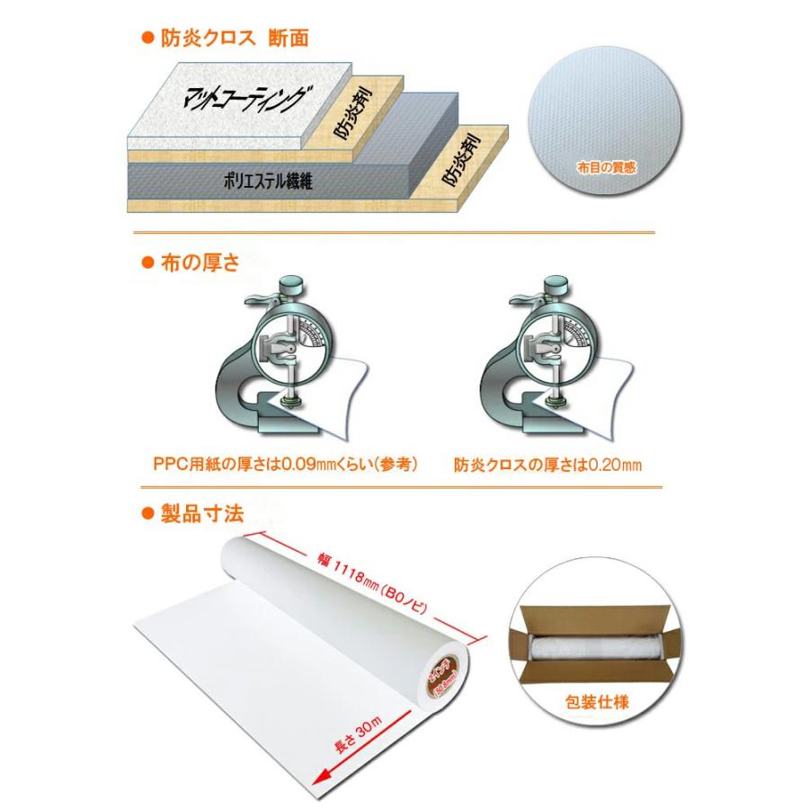 インクジェットロール紙 防炎クロスＳ  1118mm×30ｍ 2本入 B0ロール紙 防炎布｜bbest｜06