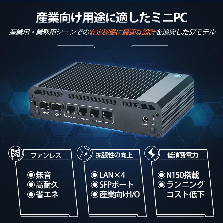 ファンレス ミニpc デスクトップpc Ubuntsu 小型 軽量 省電力 持ち運び Intel N150 8GB DDR4 / 128GB SSD / Wi-Fi6 / 産業用 業務用 ボックス型 新品 Skynew S7 | Skynew | 01