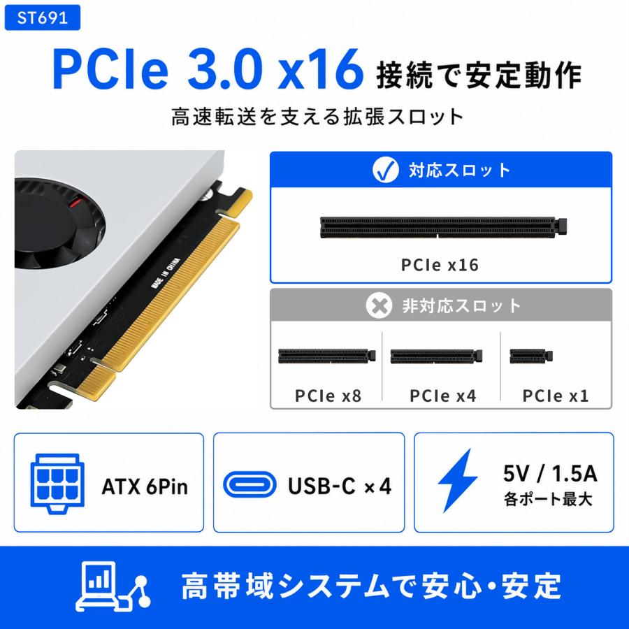 Skynew ST691 PCIe3.0 x16 USB拡張カード 10GbE USB-C 4ポート USB 3.2 Gen2×2 ASMedia ASM3242 PEX8747 産業用 マシンビジョン 高速データ転送 |  | 05