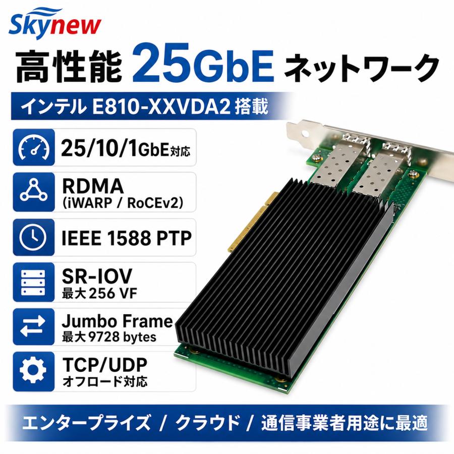Skynew ST7341 PCIe4.0 x8 有線LANカード NIC 25GbE SFP28 2ポート インテル チップ E810搭載 ネットワークカード NIC | Skynew | 01