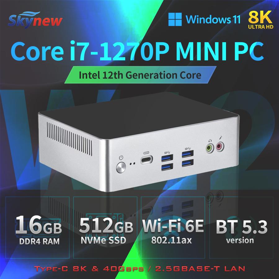 ミニpc デスクトップパソコン 新品 ミニパソコン 小型 windows11pro core i7 メモリ16GB SSD512GB 第12世代 省スペース skynew W12｜bbest｜02