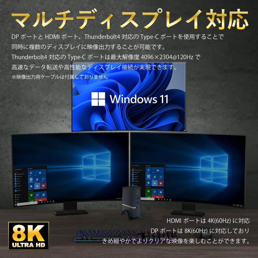 ミニpc デスクトップパソコン 新品 小型 Windows11 Pro ハイスペック インテル 第13世代 Core i7 16GB DDR5 512GB SSD NVMe Skynew｜bbest｜06