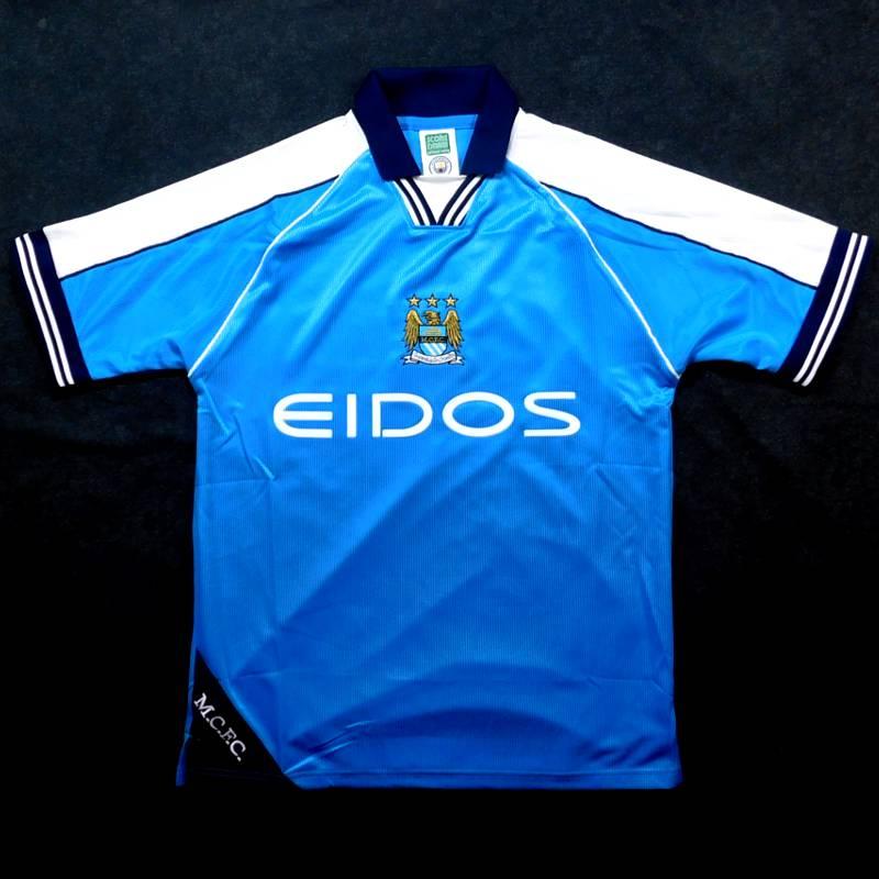 【公式レトロ】マンチェンターシティ 2000-2001 復刻ユニフォーム マンチェスターシティ 2000 ホーム 半袖 ユニフォーム 復刻モデル(正規