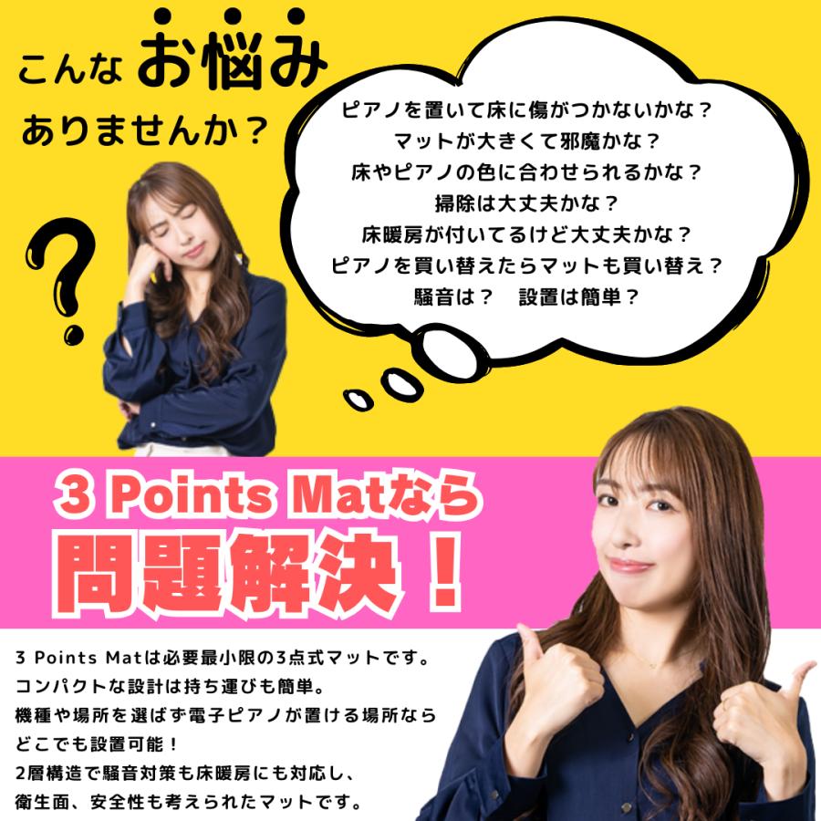 電子ピアノマット（3 Points Mat）とピアノ用除菌水ピアノクリーンウォーター 110ml （スプレー、クロス付）セット